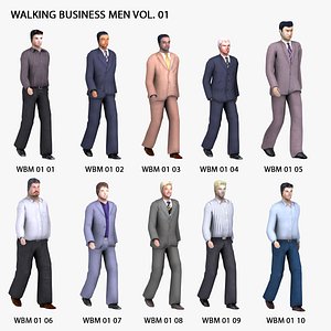 3D People Walking 3D Business Men Vol 01