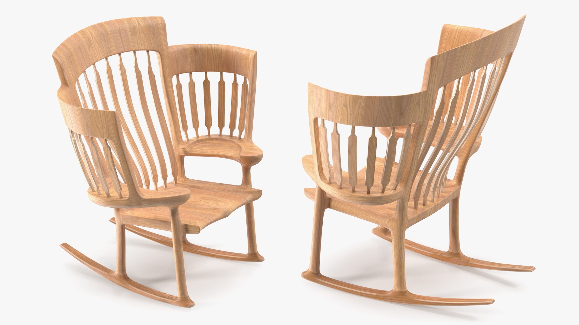 Triple Rocking Chair Model - TurboSquid 2050966