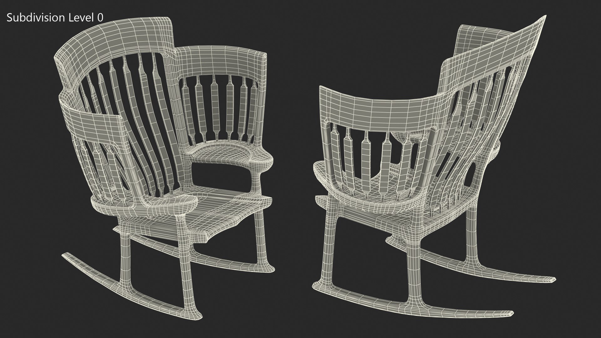 Triple Rocking Chair Model - TurboSquid 2050966