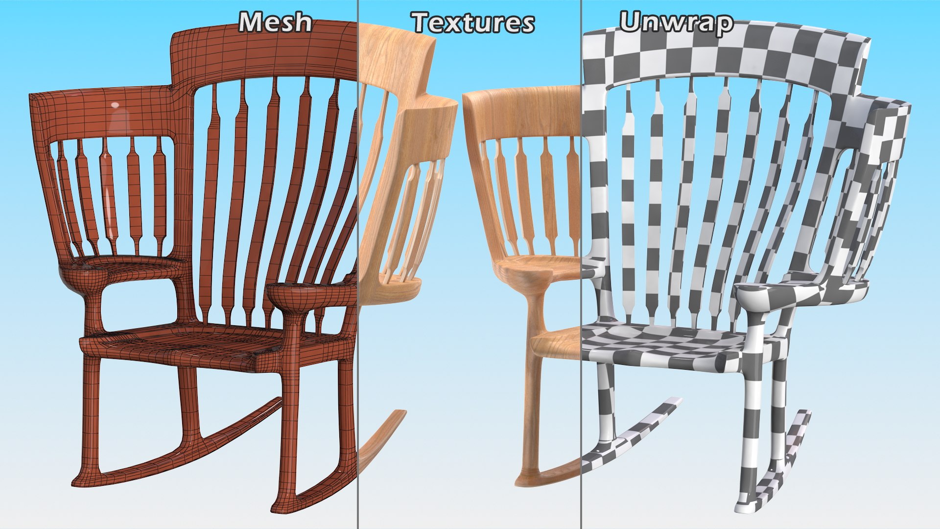 Triple Rocking Chair Model - TurboSquid 2050966