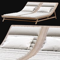 Double wooden outdoor chaise lounge L16