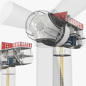 3D Wind Turbine Nacelle Cutaway Gray