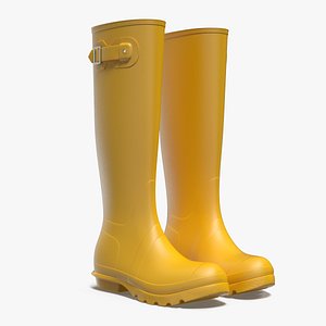 Womens Yellow Tall Refined Rain Boots