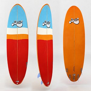 surfboard red orange board 3d model