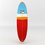 surfboard red orange board 3d model