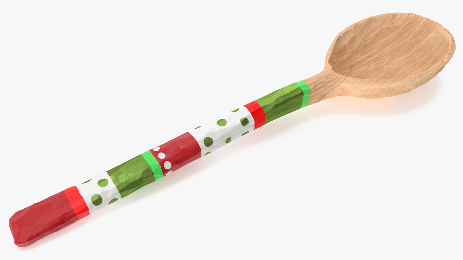 Carved Wooden Spoon Painted 3D model preview