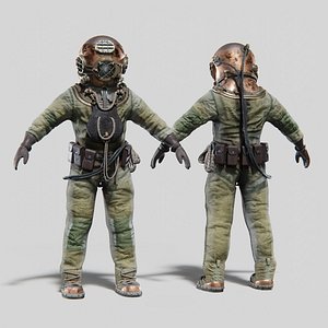 3D Copper Bronze Diving Suit model