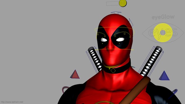 deadpool rig character 3d model