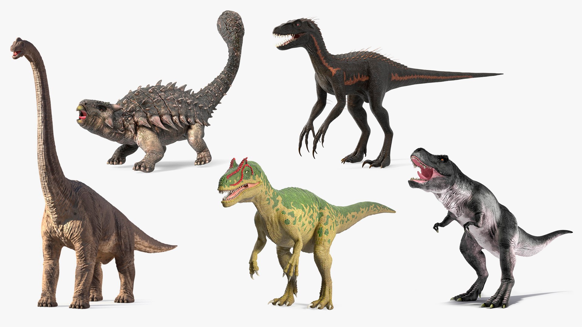 Rigged Dinosaurs Collection for Maya 3D model preview