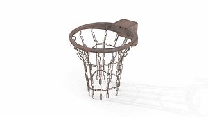 Rusty Basketball Hoop Rim with Chains 3D model