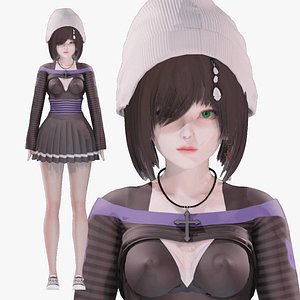 Casual clothes 0027 - Rig - Unreal - Unity - Blender - Animated - Realistic Female Character 3D model
