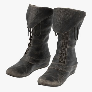 leather boots worn 3D model