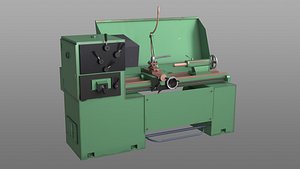 Lathe Machine Low Poly 3D model