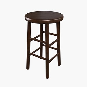 Round Wooden Stool Dark
