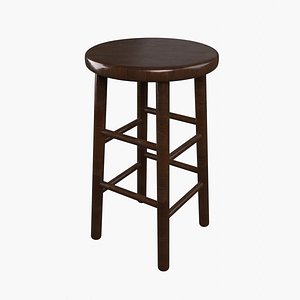 Round Wooden Stool Dark