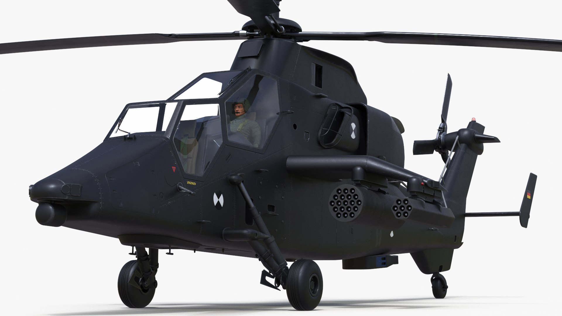 Eurocopter Tiger EC665 Black with Pilot 3D model preview
