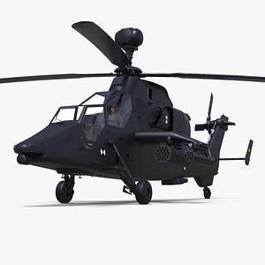3D Eurocopter Tiger EC665 Black with Pilot