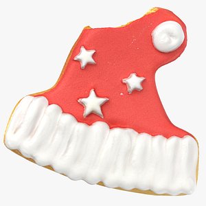 3D model Christmas Hat Gingerbread Cookie 01 Bitten