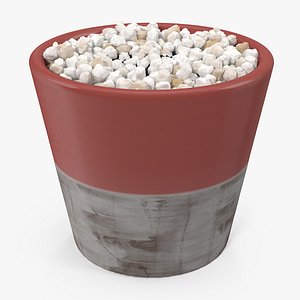 3D plant pot covered pebbles model