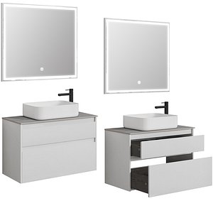 Nova Lite 90 White 2 drawers 3D