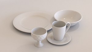 set plate bowl 3D