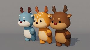 Rigged Cartoon Deer 3D model
