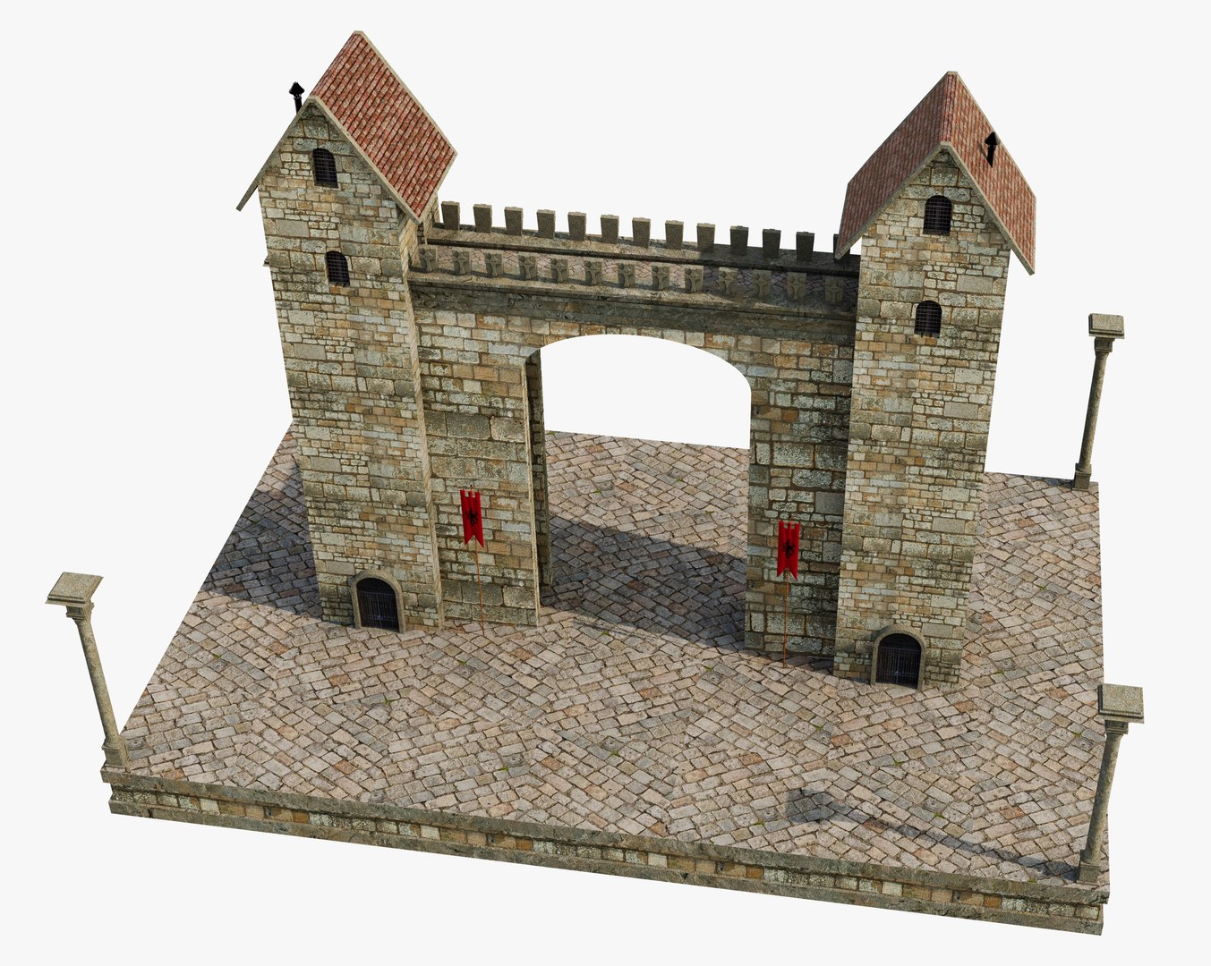 Ancient Gate Towers 3d Model - Turbosquid 2044119