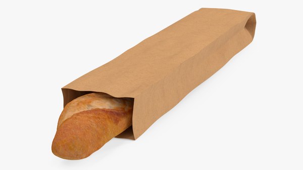 Kraft Paper Bag with Baguette 3D model TurboSquid 2228000