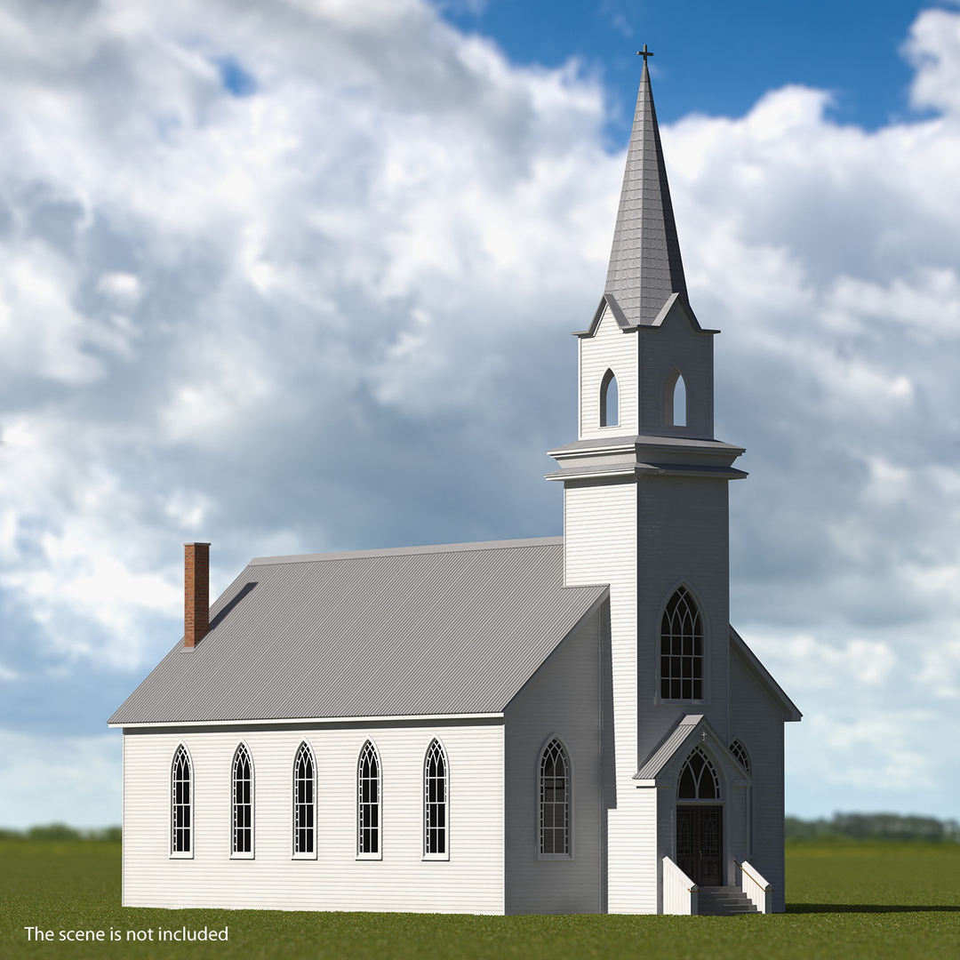 Small white wooden church 3D model - TurboSquid 1424482