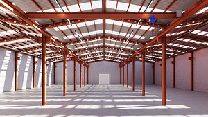 3D model Industrial buildin with interior 2