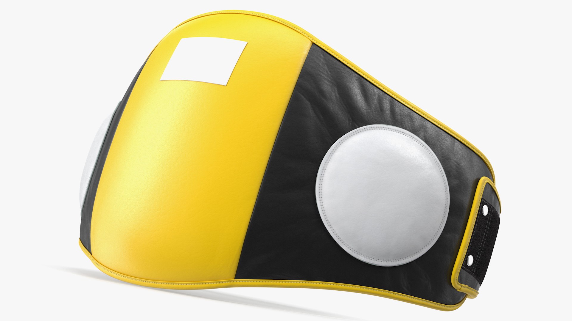 Muay Thai Leather Belly Pad Black Yellow 3D model preview
