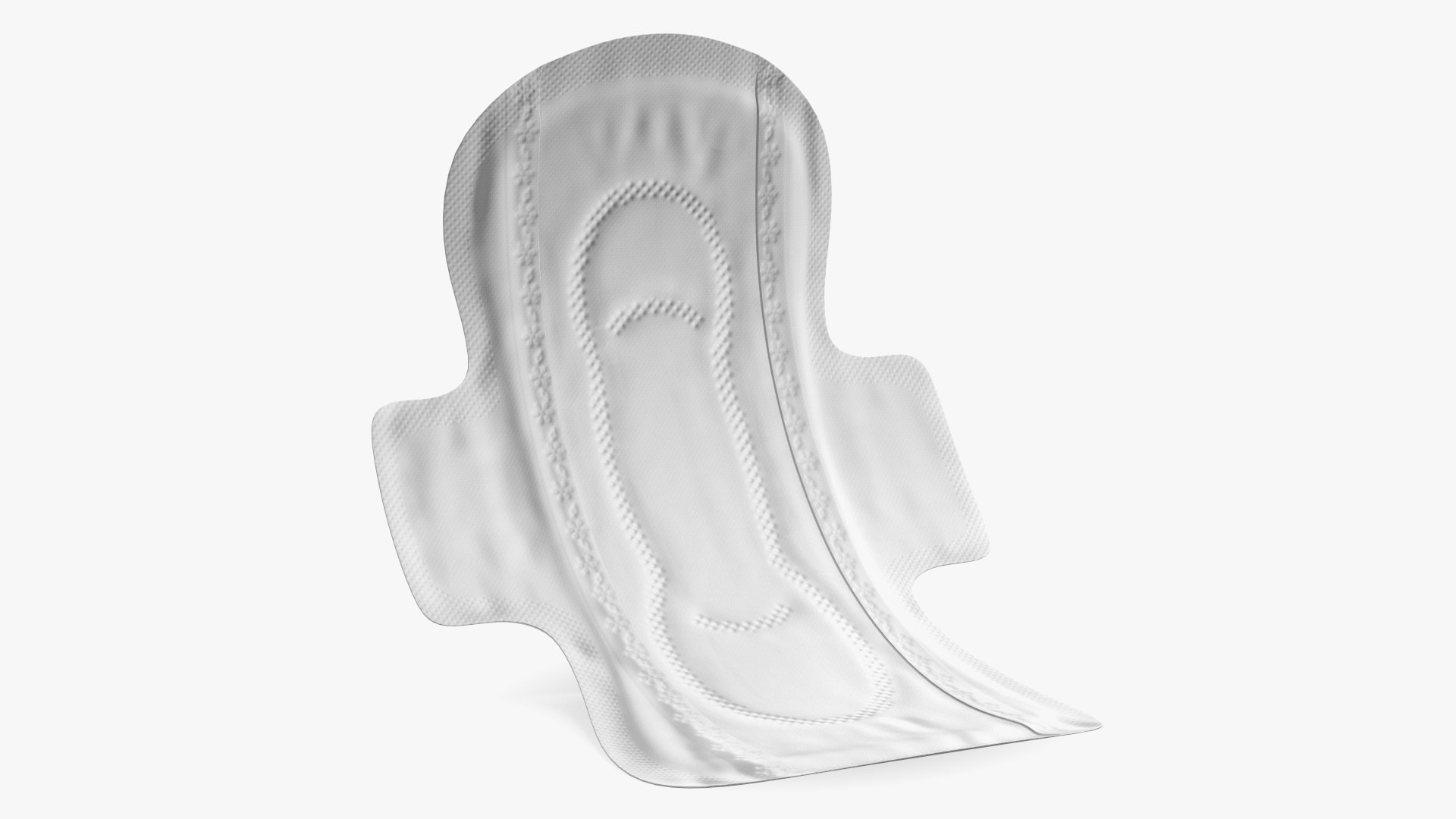 Curved Sanitary Napkin Pad with Wings 3D model preview