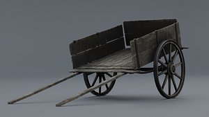 Wooden Cart 2K and 4K PBR model