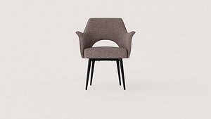 Modern Upholstered Armchair with Flared Arms and Open Back 3D
