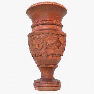 Wood vase high-poly 3D model 3D model