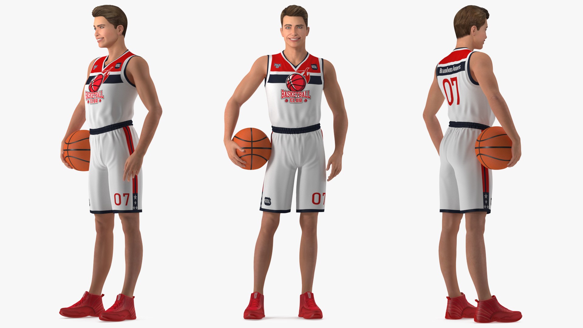 Teenage Boy Holding Basketball Ball 3D model preview