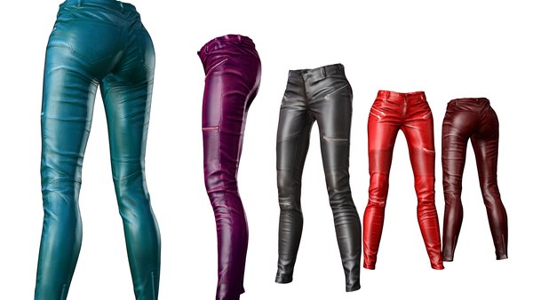 3d model female pants leather packed