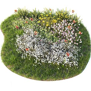3D grass flowers bed