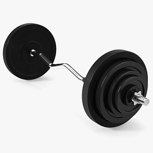 Curved Barbell Weightlifting Equipment 3D