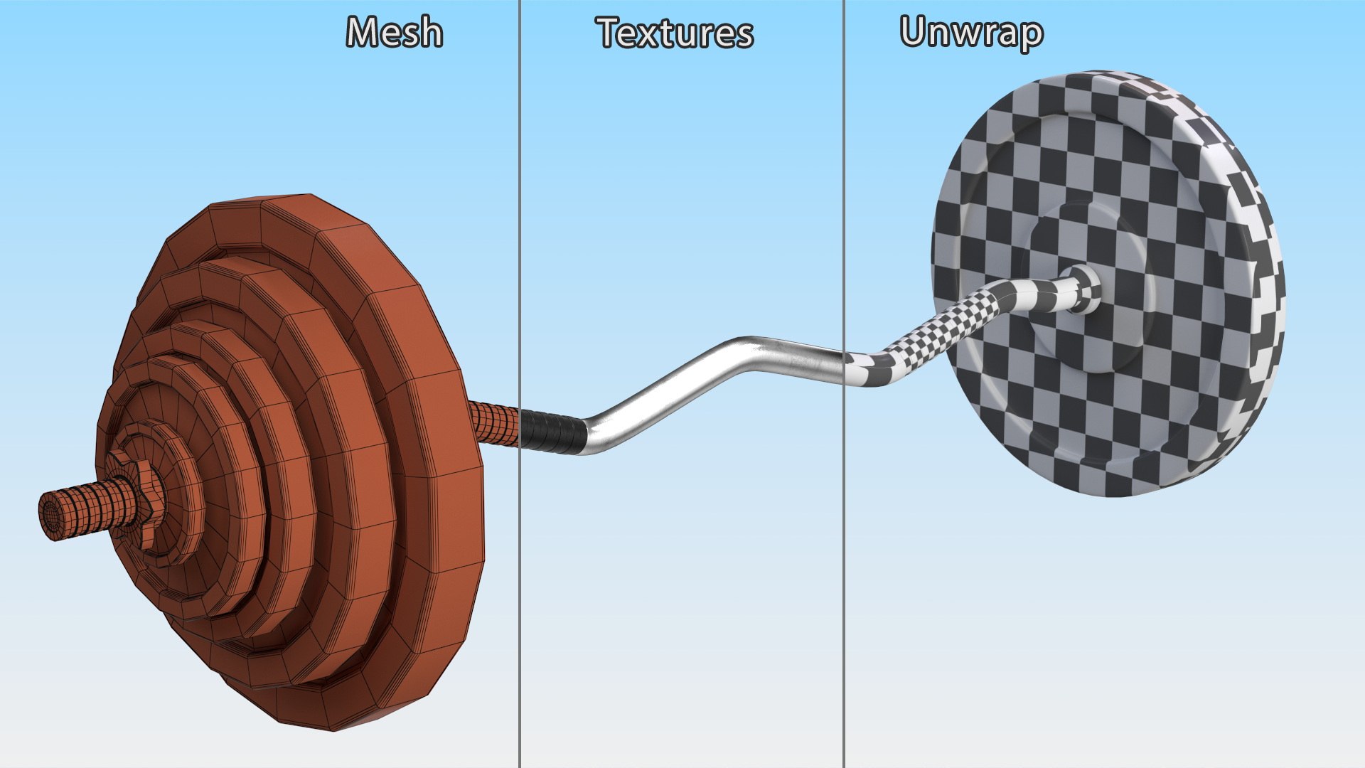 Curved Barbell Weightlifting Equipment 3D https://p.turbosquid.com/ts-thumb/Ha/QI81z6/mD/curvedbarbellweightliftingequipmentvray3dmodel013/jpg/1724303648/1920x1080/fit_q87/5b8d171c4386c8e745137b04e0dbe3e723402653/curvedbarbellweightliftingequipmentvray3dmodel013.jpg