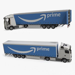 3D Electric Truck with Prime Trailer Rigged