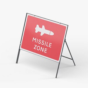 3D Missile Zone Rectangle Road Sign model