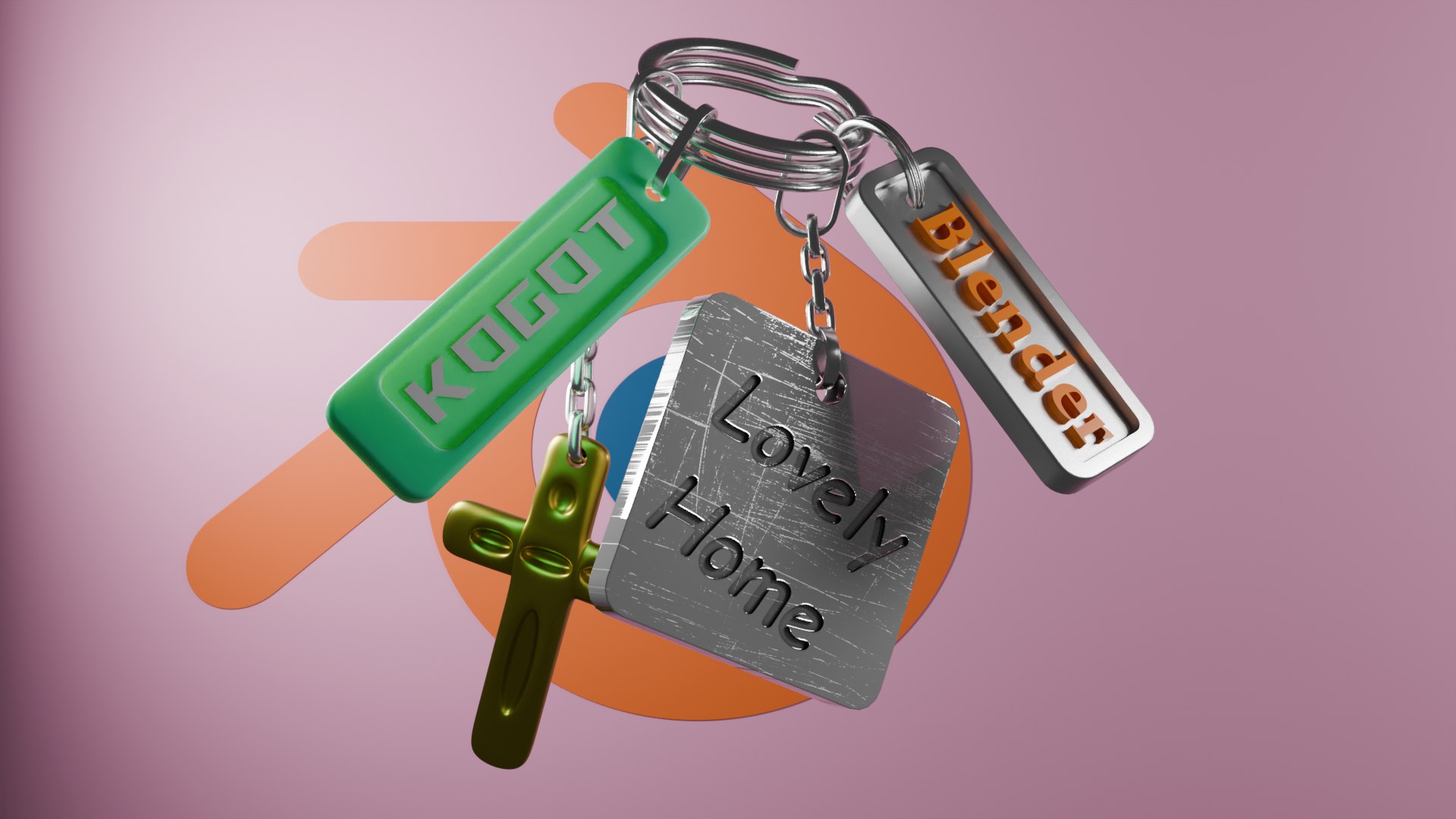 3D Model Stylized Metal Keychains - Game Ready Low Poly Model ...