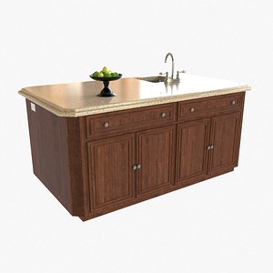 3D Kitchen Island with Sink