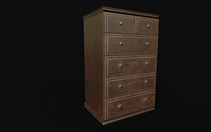 3D model antique wooden drawers
