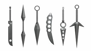Collection of 6 kunai 3D model