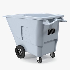 Grey Trash Can with Wheels 3D model