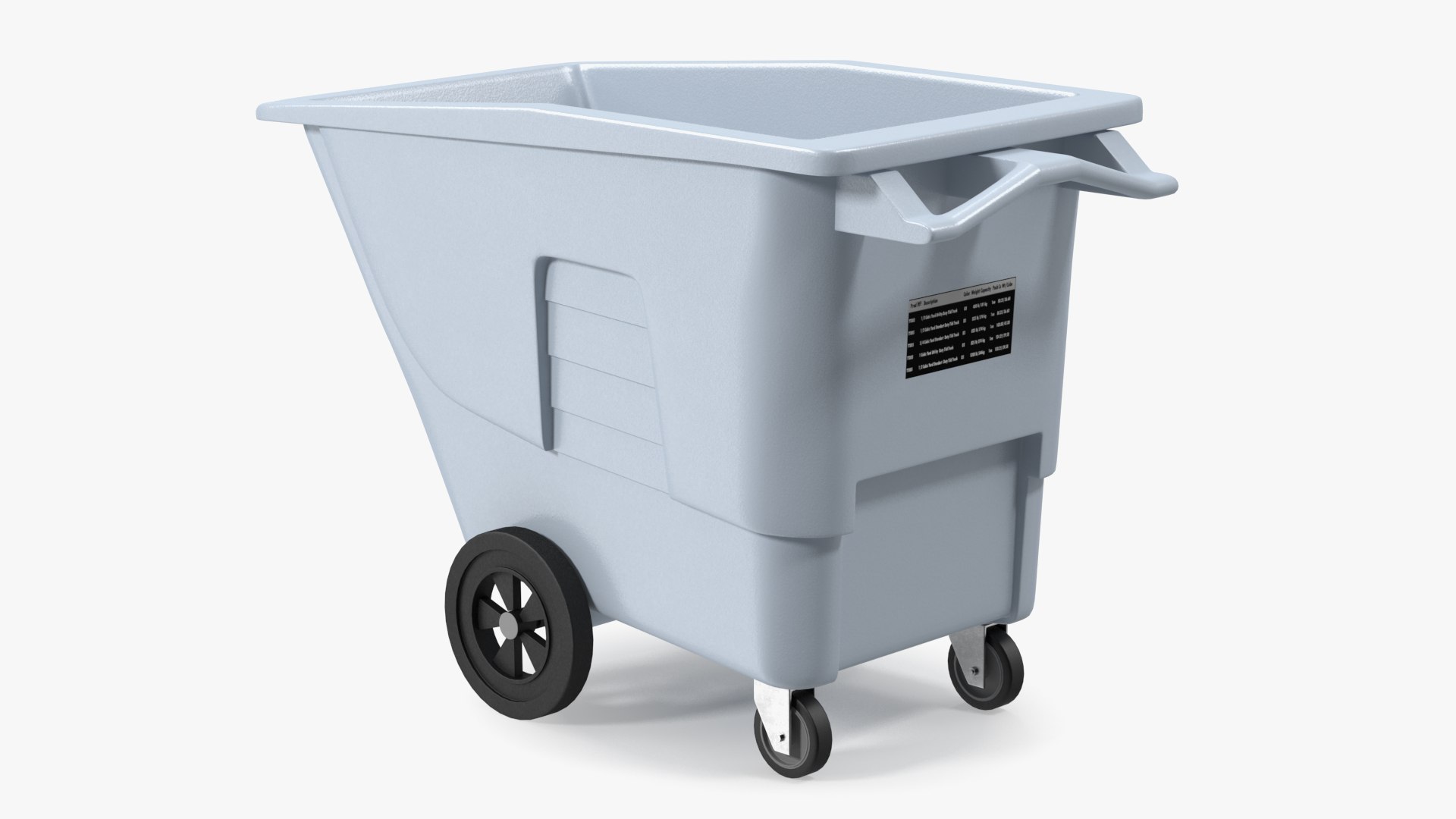 Grey Trash Can with Wheels 3D model preview
