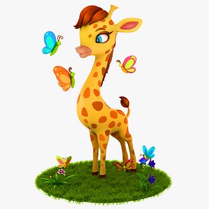 3D Cute Cartoon  Giraffe