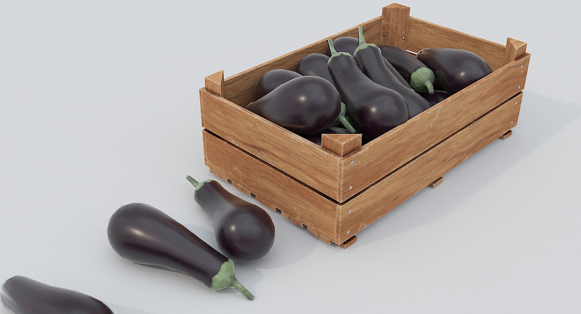 3D Wooden crate and eggplants model https://p.turbosquid.com/ts-thumb/Hb/Kfmd8s/5g/eggplant002/jpg/1621684402/1920x1080/fit_q87/e1faca48487e0db4eed6e0c6fa8d943d027d41ec/eggplant002.jpg